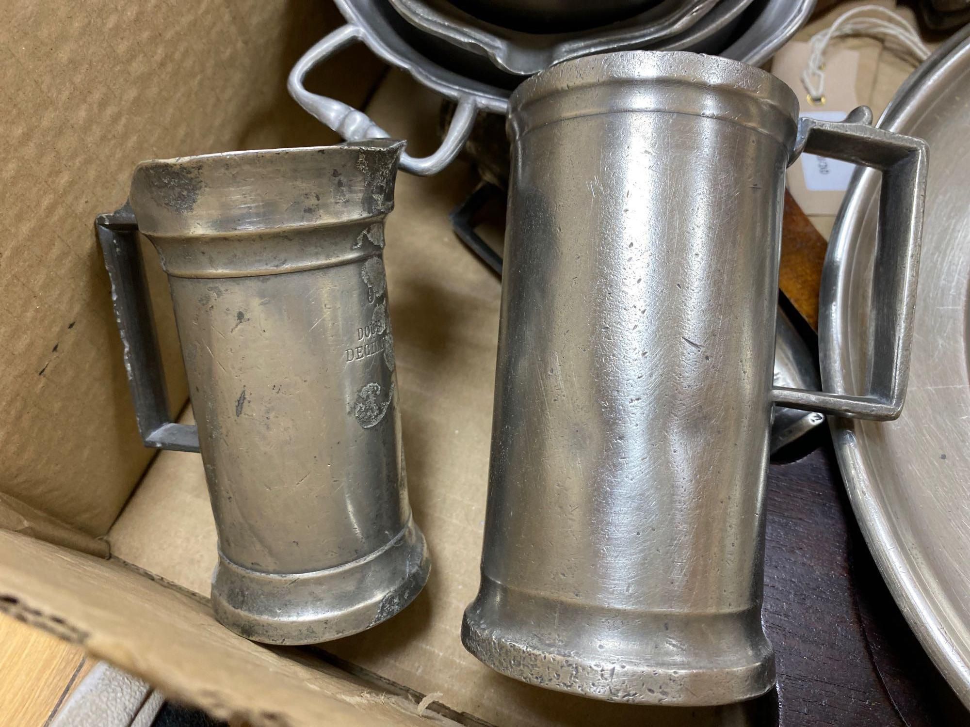 A quantity of Continental pewter tableware